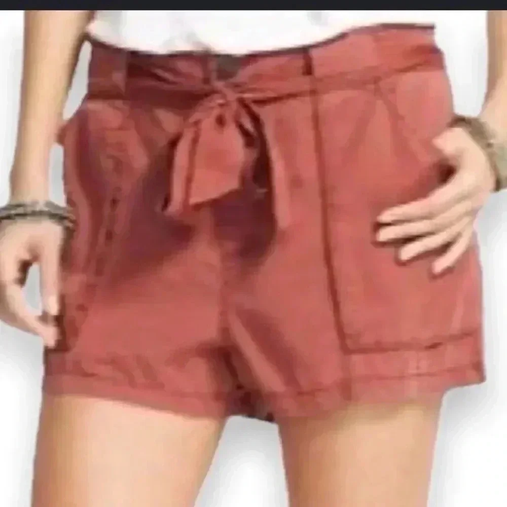 Free People Tie Waist Rust Red Shorts Size 12